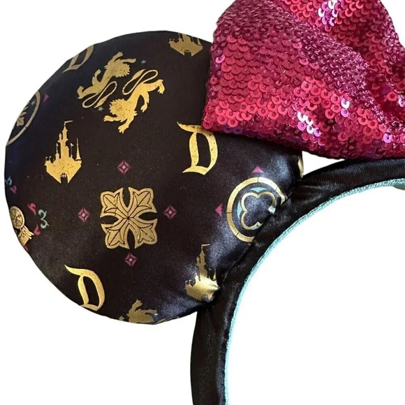 Disneyland Resort Sleeping Beauty Sequin Bow Castle Minnie Mouse Ears Headband - Picture 3 of 4